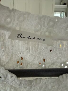BUCKETLIST White Eyelet Lace Top Tag Detail